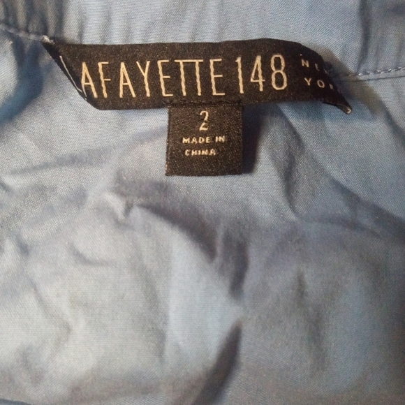 Lafayette 148 Sleeveless Ruffle Neck Blouse Button Front Cotton Blend Size 2 - Picture 7 of 8